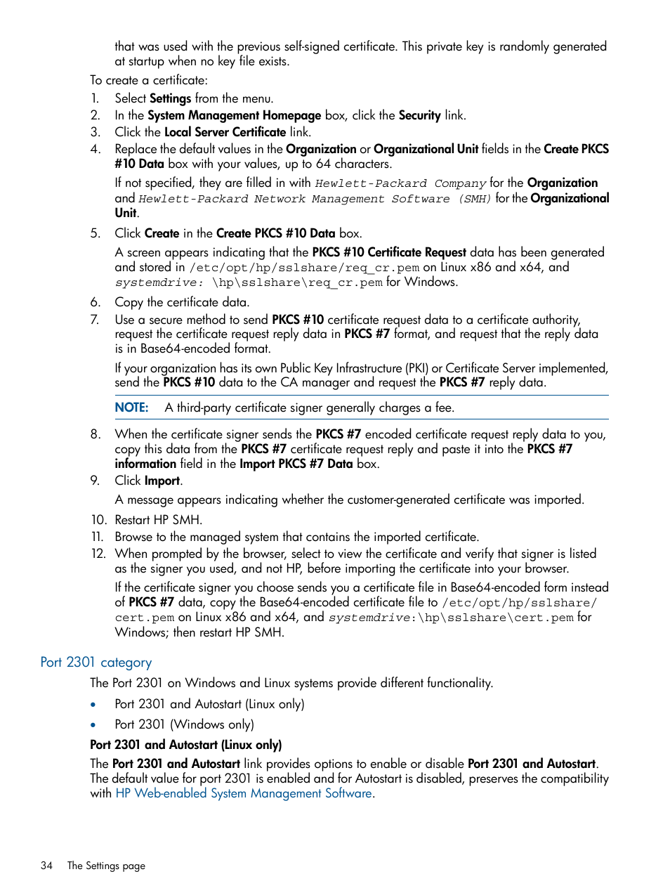 Port 2301 category | HP Serveur lame HP ProLiant BL680c G5 User Manual | Page 34 / 90