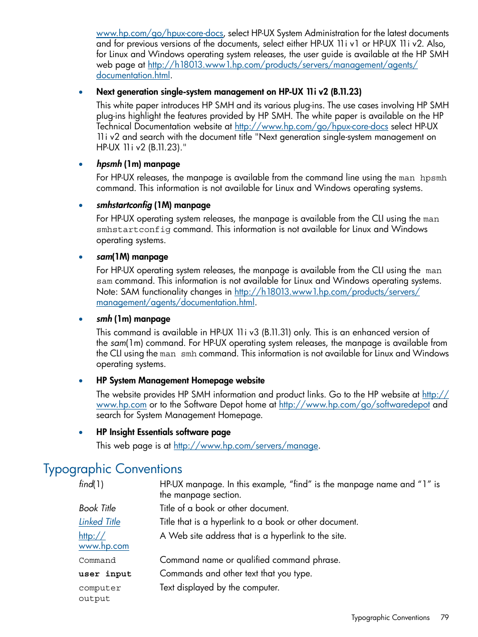 Typographic conventions | HP Serveur lame HP ProLiant BL680c G5 User Manual | Page 79 / 90