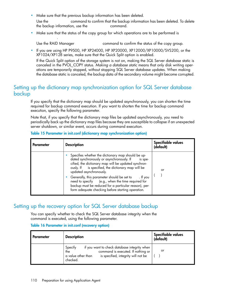 Parameter in init.conf (recovery option) | HP Serveur lame HP ProLiant BL465c Gen8 User Manual | Page 110 / 578