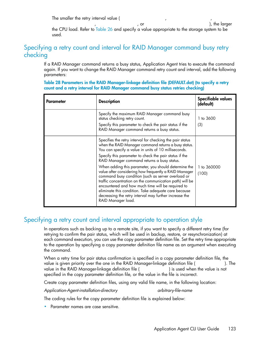 Specifying a retry count and interval appropriate, To operation style | HP Serveur lame HP ProLiant BL465c Gen8 User Manual | Page 123 / 578