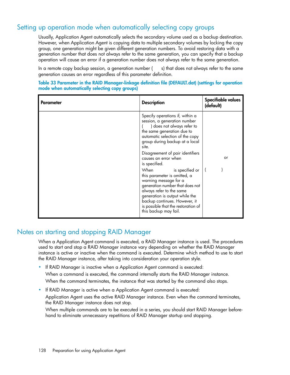 Notes on starting and stopping raid manager, 128 notes on starting and stopping raid manager | HP Serveur lame HP ProLiant BL465c Gen8 User Manual | Page 128 / 578