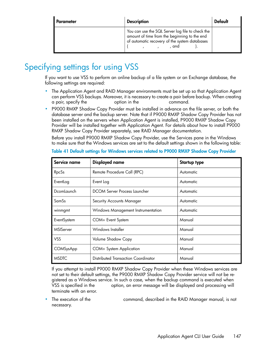 Specifying settings for using vss, Specifying set- tings for using vss | HP Serveur lame HP ProLiant BL465c Gen8 User Manual | Page 147 / 578