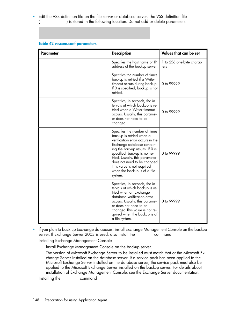 Vsscom.conf parameters | HP Serveur lame HP ProLiant BL465c Gen8 User Manual | Page 148 / 578