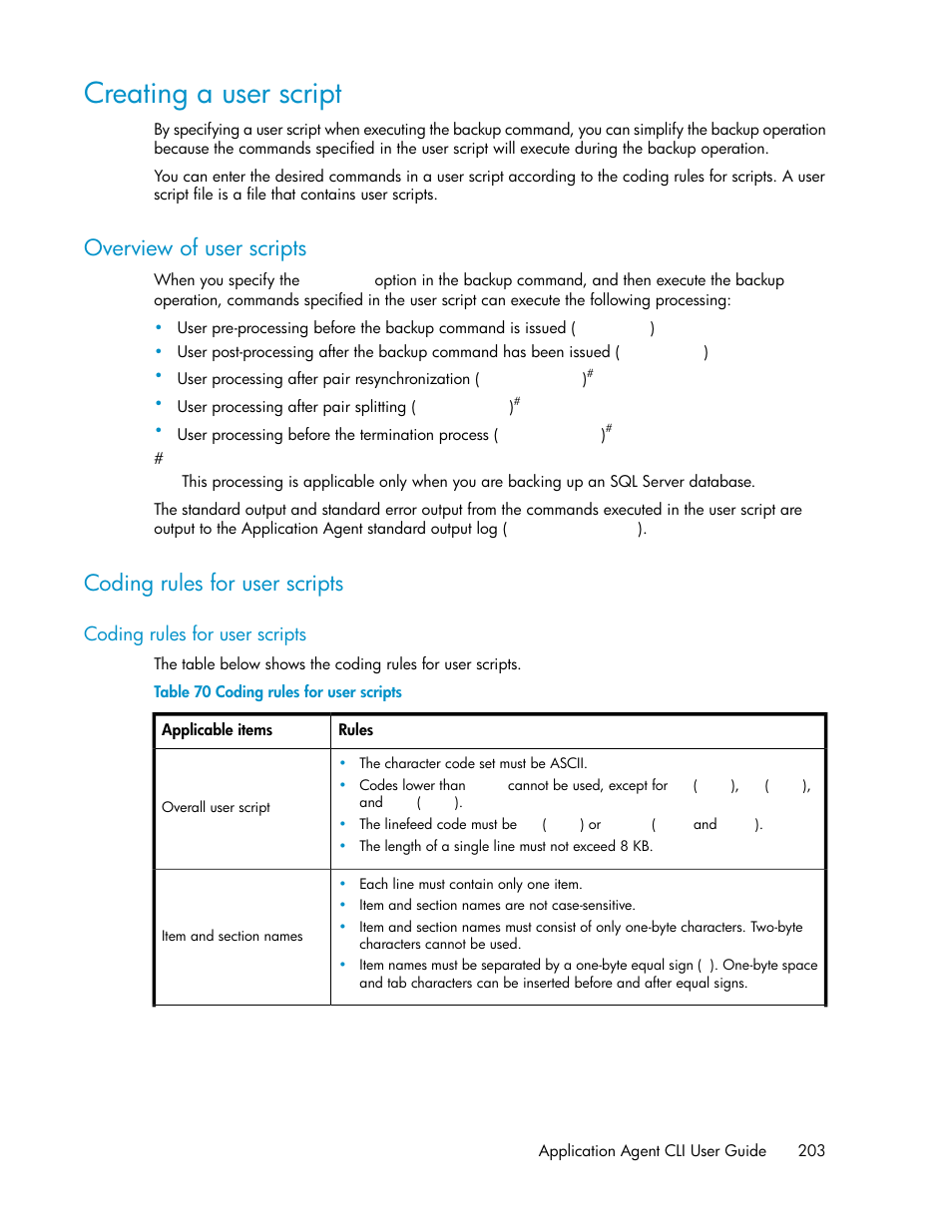 Creating a user script, Overview of user scripts, Coding rules for user scripts | 203 coding rules for user scripts | HP Serveur lame HP ProLiant BL465c Gen8 User Manual | Page 203 / 578