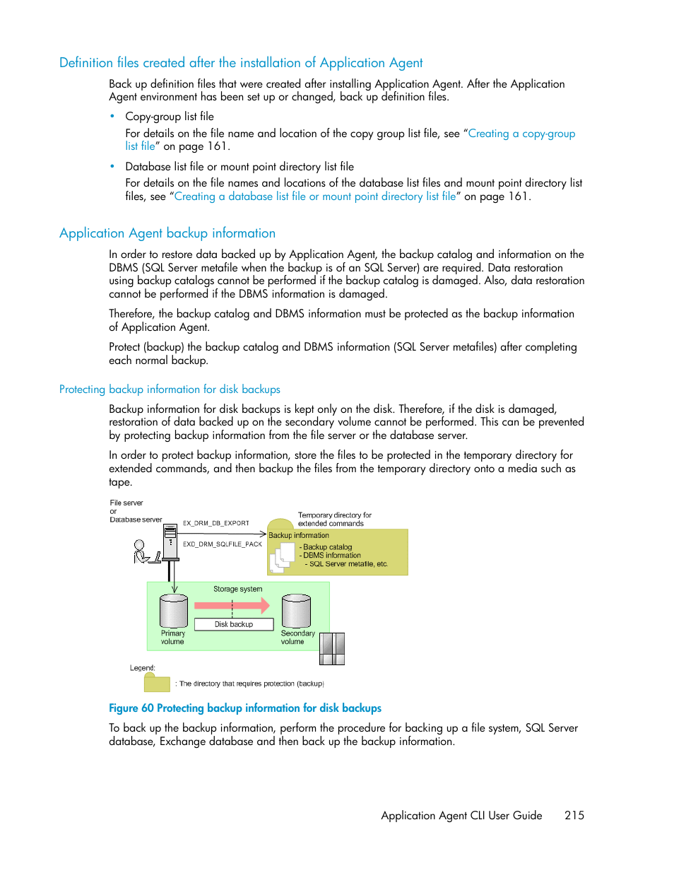 Application agent backup information, 215 application agent backup information, Protecting backup information for disk backups | HP Serveur lame HP ProLiant BL465c Gen8 User Manual | Page 215 / 578
