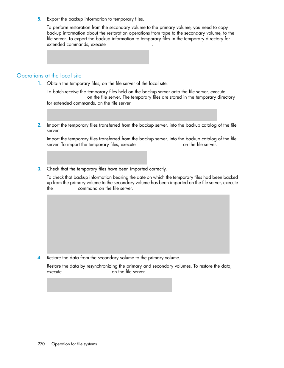 Operations at the local site | HP Serveur lame HP ProLiant BL465c Gen8 User Manual | Page 270 / 578