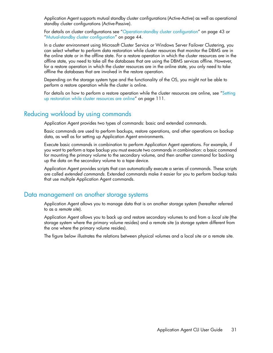 Reducing workload by using commands, Data management on another storage systems, 31 data management on another storage systems | HP Serveur lame HP ProLiant BL465c Gen8 User Manual | Page 31 / 578