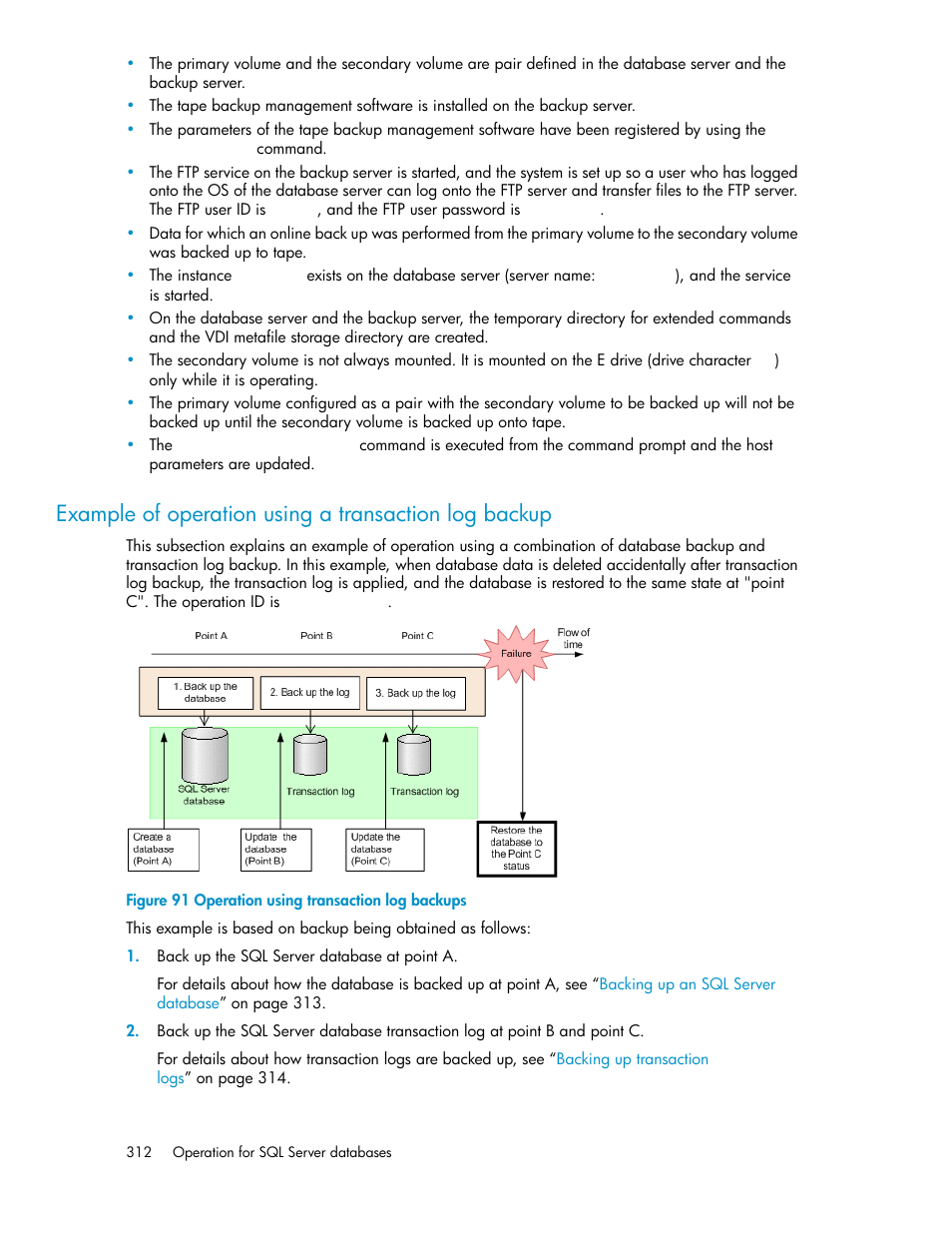 Operation using transaction log backups | HP Serveur lame HP ProLiant BL465c Gen8 User Manual | Page 312 / 578