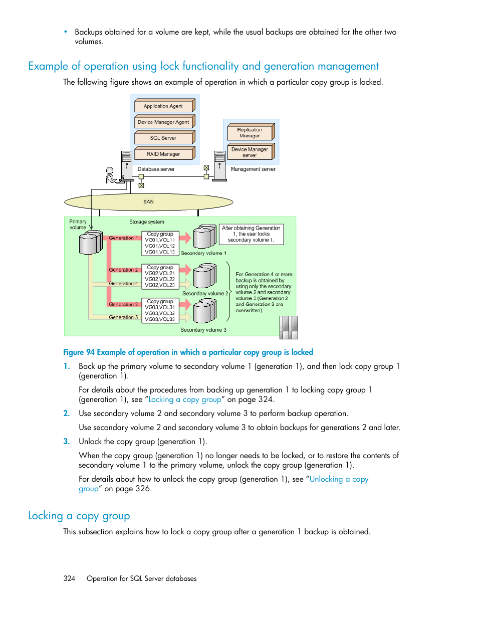 Locking a copy group, 324 locking a copy group | HP Serveur lame HP ProLiant BL465c Gen8 User Manual | Page 324 / 578