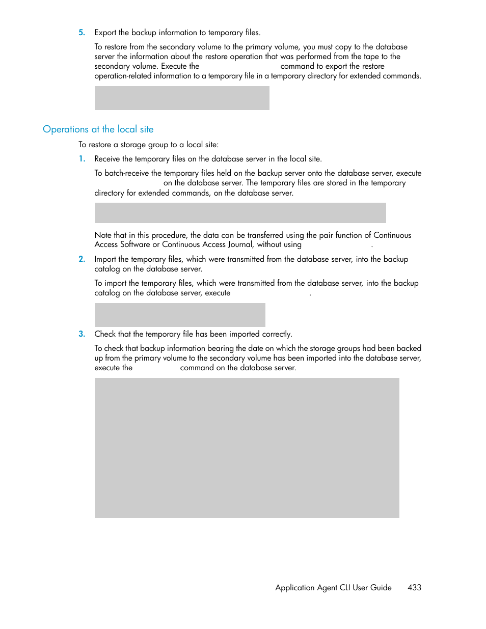 Operations at the local site | HP Serveur lame HP ProLiant BL465c Gen8 User Manual | Page 433 / 578