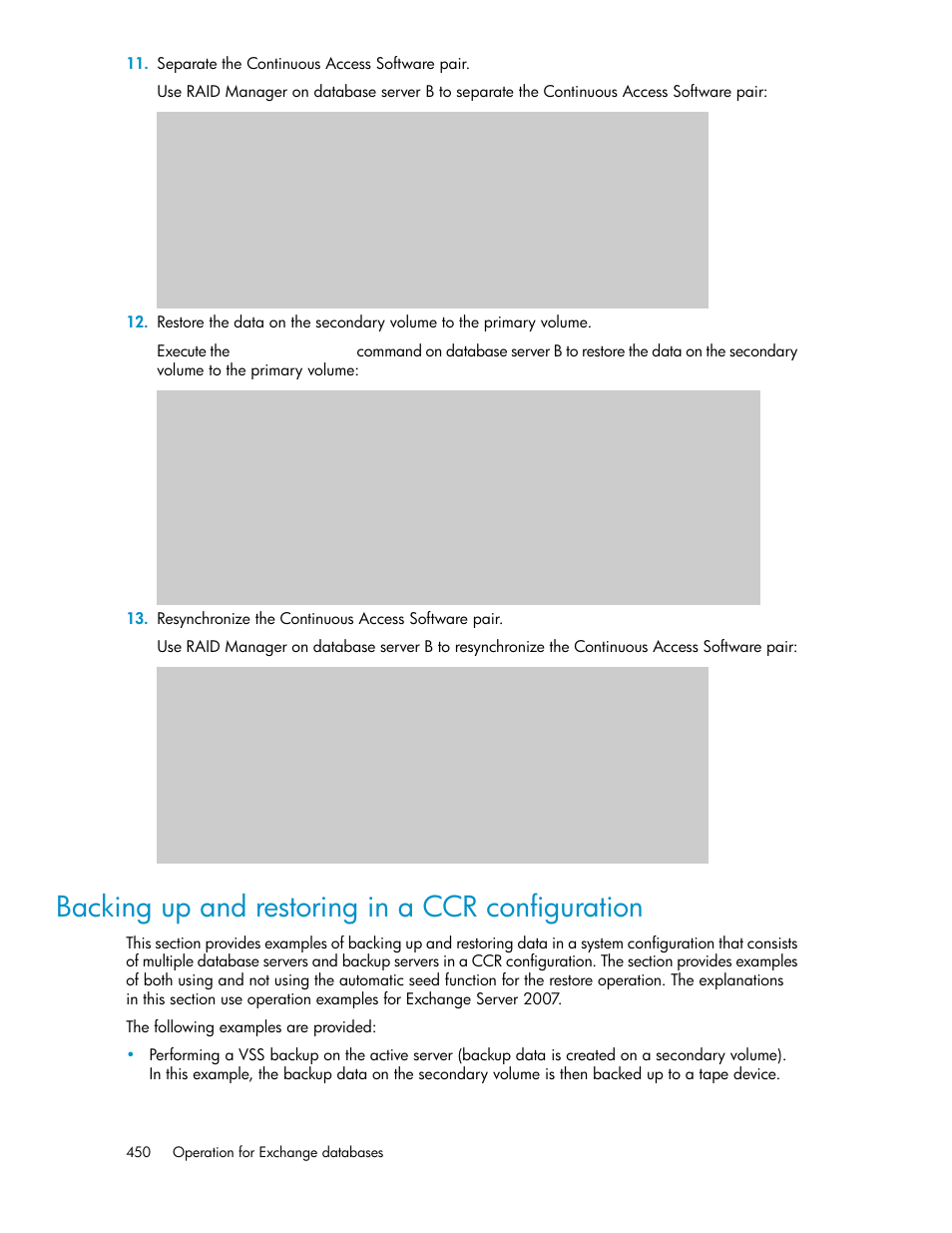 Backing up and restoring in a ccr configuration | HP Serveur lame HP ProLiant BL465c Gen8 User Manual | Page 450 / 578