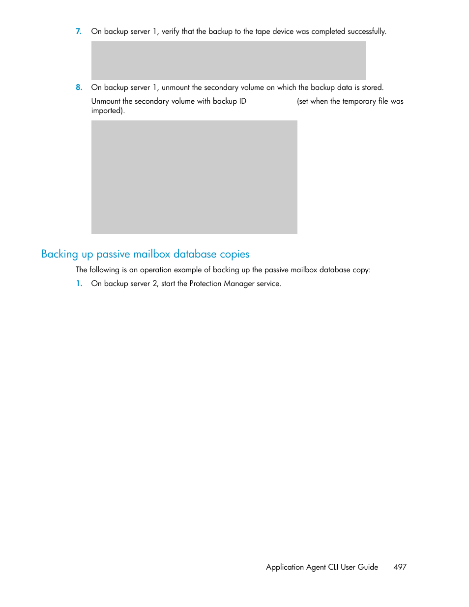 Backing up passive mailbox database copies | HP Serveur lame HP ProLiant BL465c Gen8 User Manual | Page 497 / 578