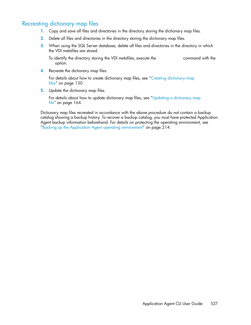 Recreating dictionary map files, N in, Recreating dictionary | Map files | HP Serveur lame HP ProLiant BL465c Gen8 User Manual | Page 527 / 578