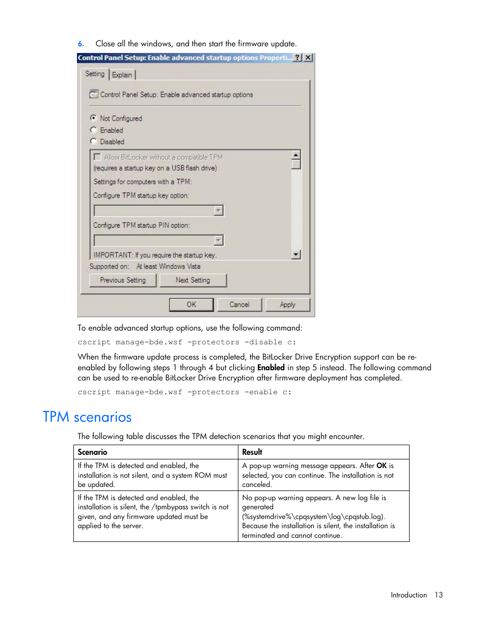 Tpm scenarios | HP ProLiant BL685c G5 Server Blade User Manual | Page 13 / 87