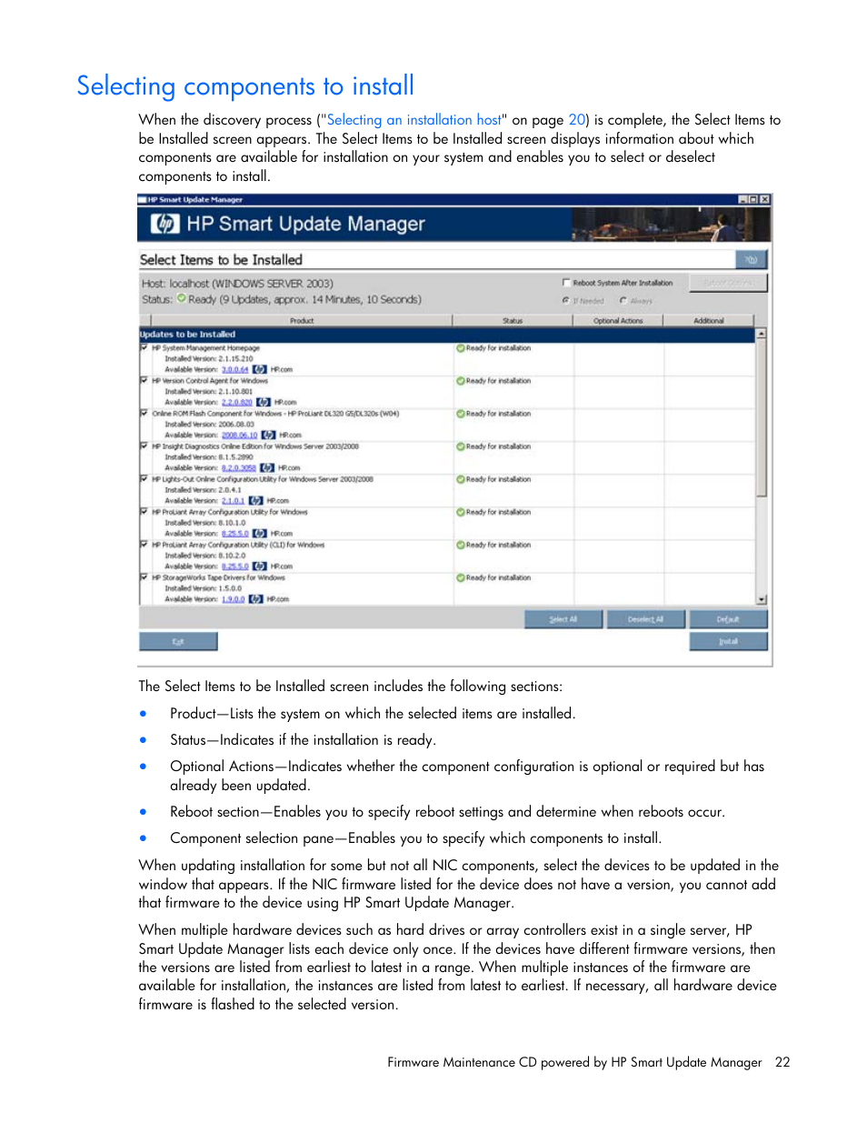 Selecting components to install | HP ProLiant BL685c G5 Server Blade User Manual | Page 22 / 87