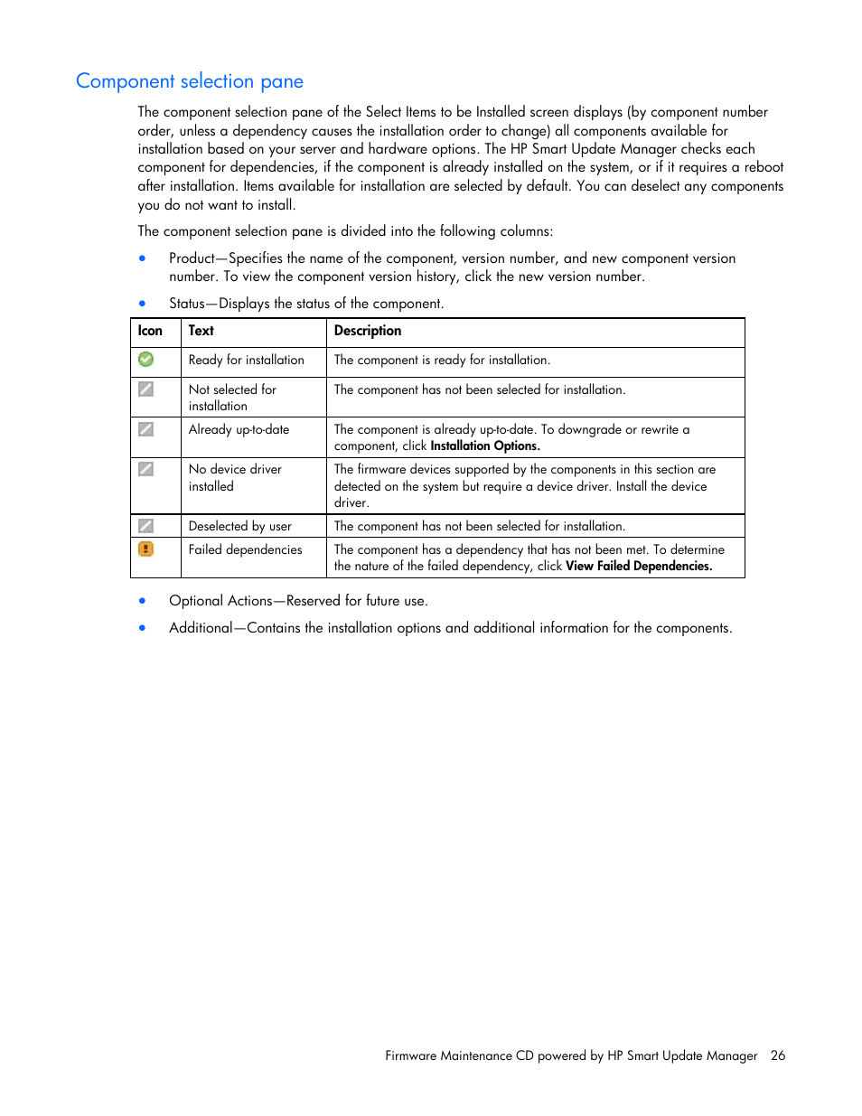 Component selection pane | HP ProLiant BL685c G5 Server Blade User Manual | Page 26 / 87