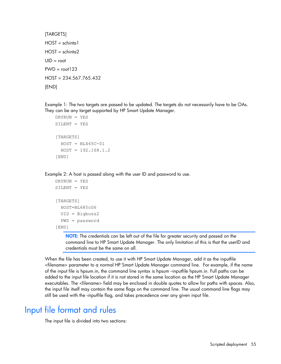 Input file format and rules | HP ProLiant BL685c G5 Server Blade User Manual | Page 55 / 87