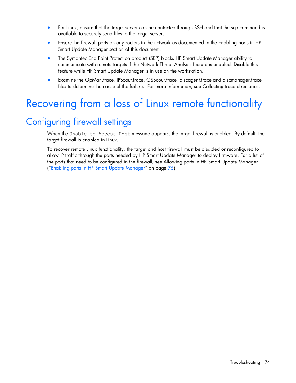 Configuring firewall settings | HP ProLiant BL685c G5 Server Blade User Manual | Page 74 / 87