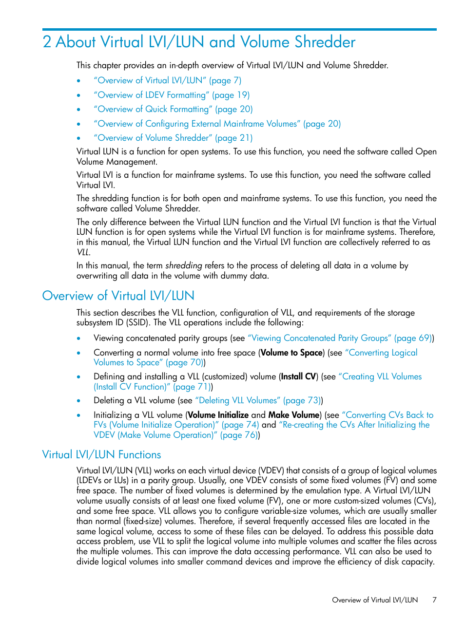 2 about virtual lvi/lun and volume shredder, Overview of virtual lvi/lun, Virtual lvi/lun functions | HP XP Data Shredder Software User Manual | Page 7 / 101