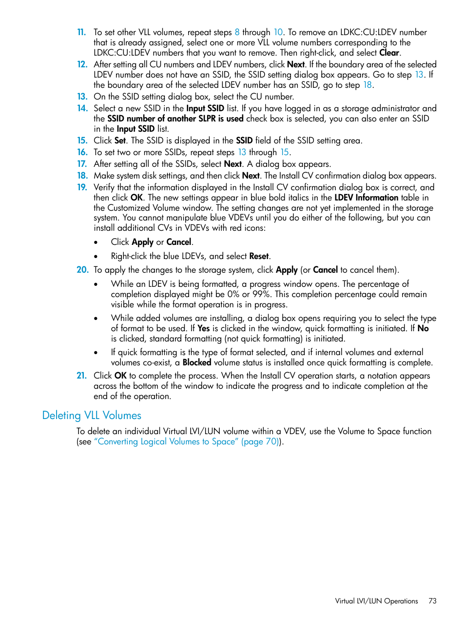 Deleting vll volumes | HP XP Data Shredder Software User Manual | Page 73 / 101