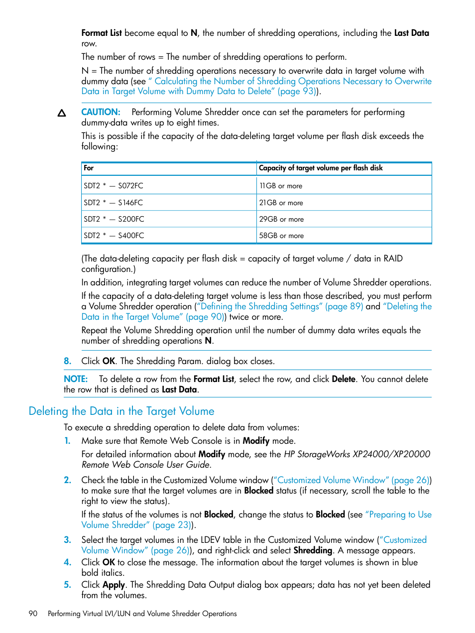 Deleting the data in the target volume | HP XP Data Shredder Software User Manual | Page 90 / 101