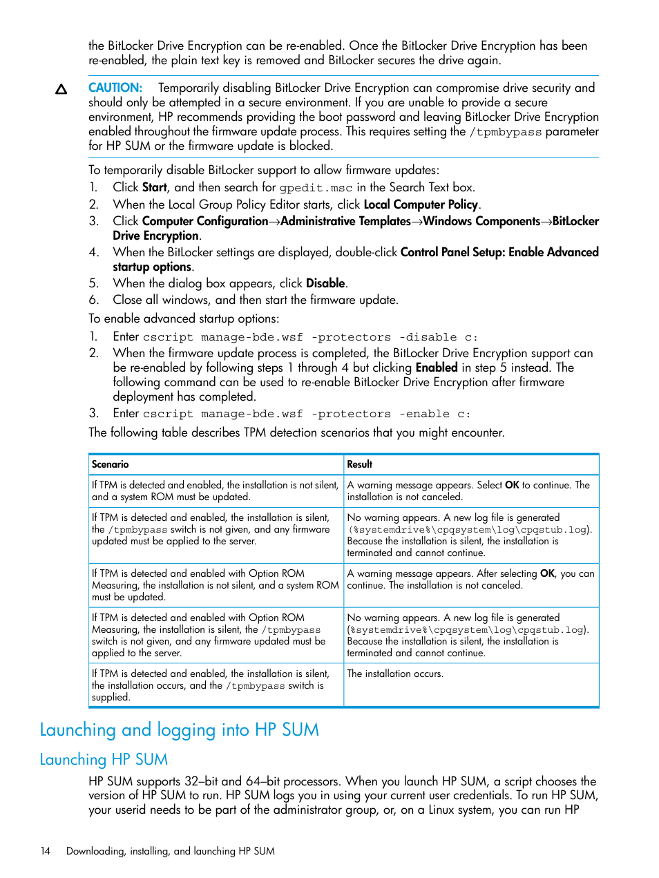 Launching and logging into hp sum, Launching hp sum | HP Smart Update Manager Version 6.0.0 User Manual | Page 14 / 77