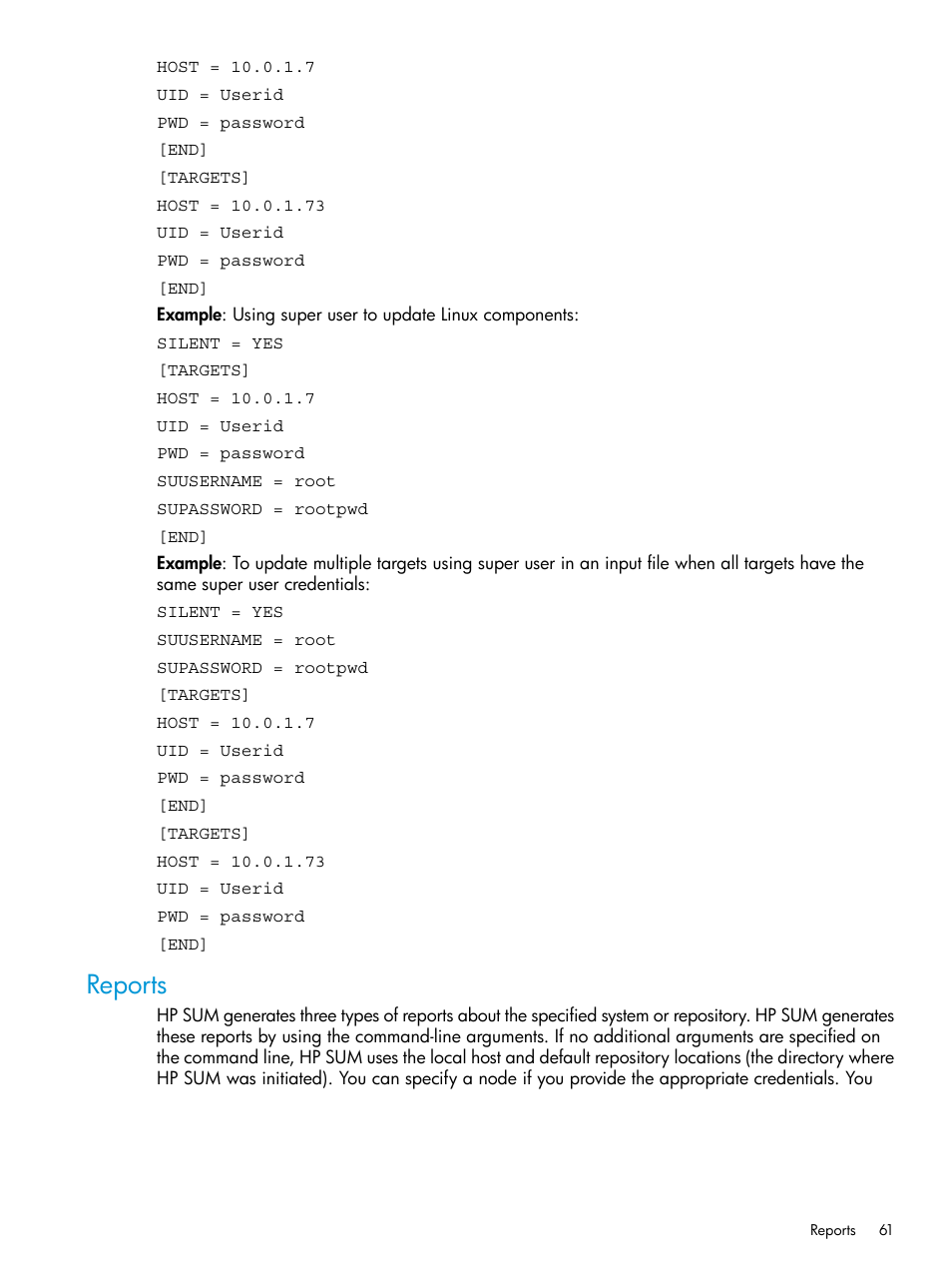 Reports | HP Smart Update Manager Version 6.0.0 User Manual | Page 61 / 77