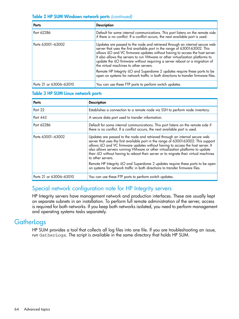 Gatherlogs | HP Smart Update Manager Version 6.0.0 User Manual | Page 64 / 77