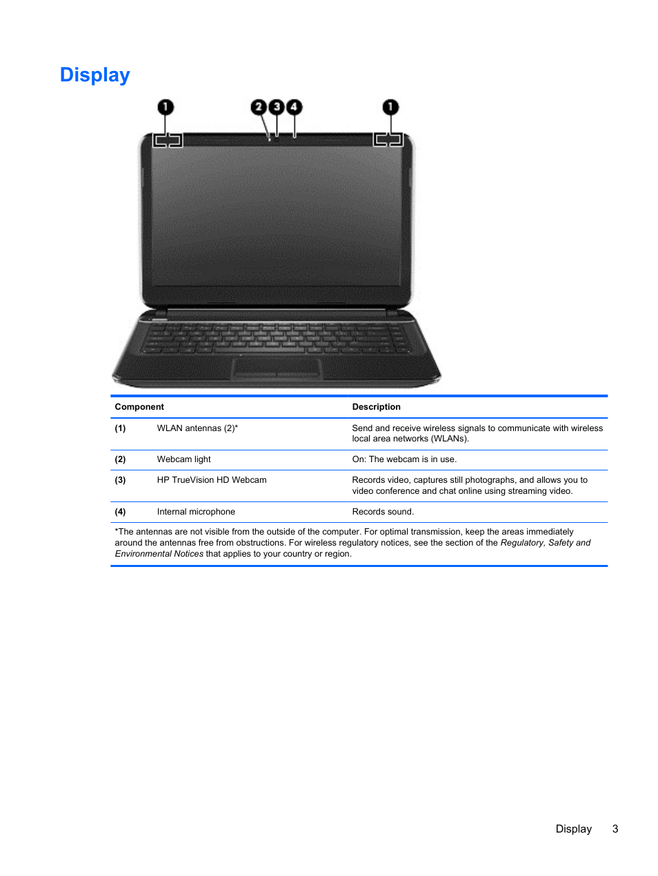 Display | HP Pavilion 14-c000ed Chromebook User Manual | Page 9 / 21