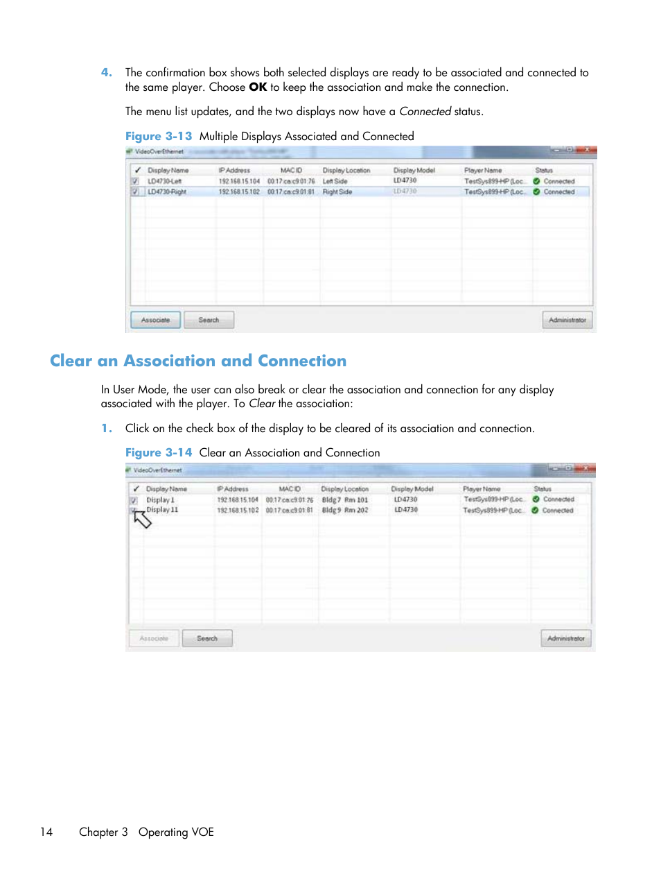 Clear an association and connection | HP LD4730 47-inch Micro-Bezel Video Wall Display User Manual | Page 18 / 42