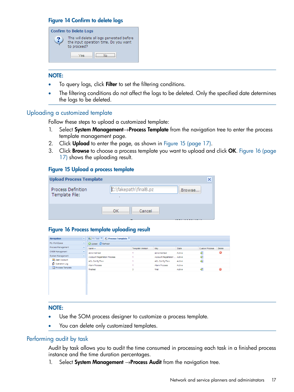 Uploading a customized template, Performing audit by task | HP Intelligent Management Center Licenses User Manual | Page 17 / 43