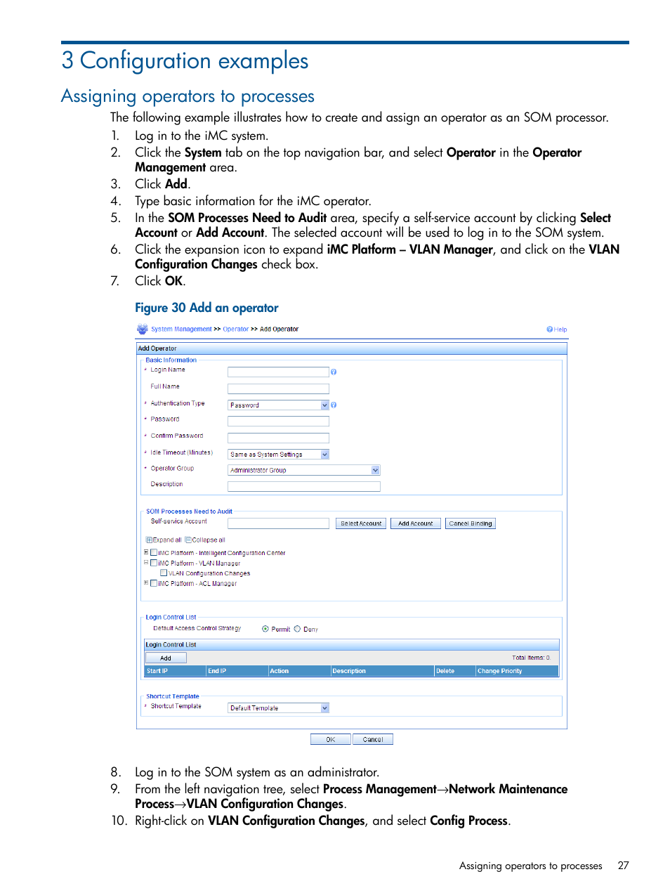 3 configuration examples, Assigning operators to processes | HP Intelligent Management Center Licenses User Manual | Page 27 / 43