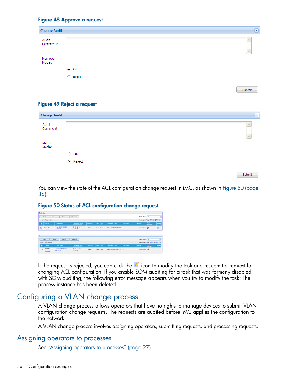 Configuring a vlan change process, Assigning operators to processes | HP Intelligent Management Center Licenses User Manual | Page 36 / 43