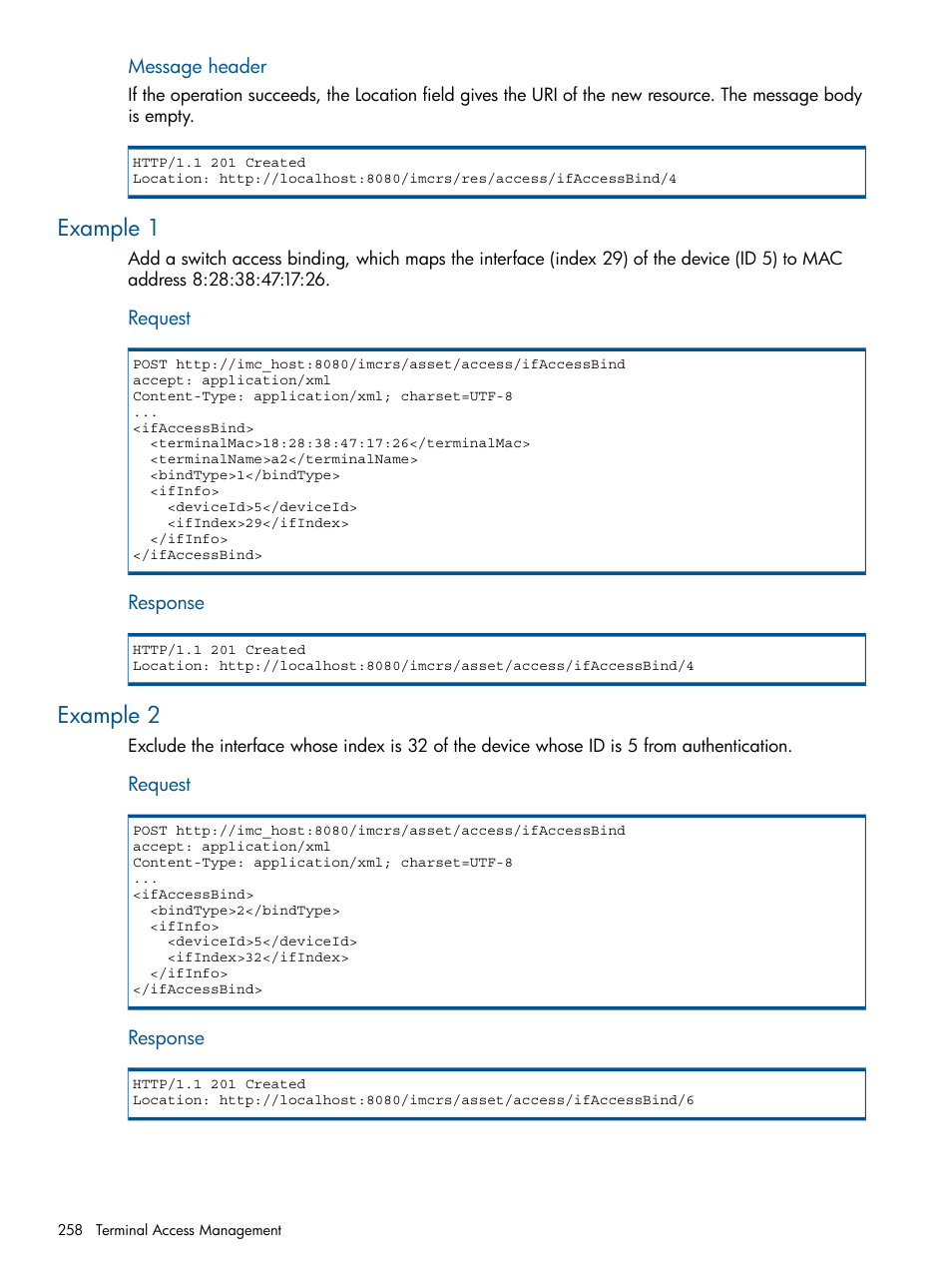 Example 1, Example 2, Example 1 example 2 | HP Intelligent Management Center Licenses User Manual | Page 258 / 438