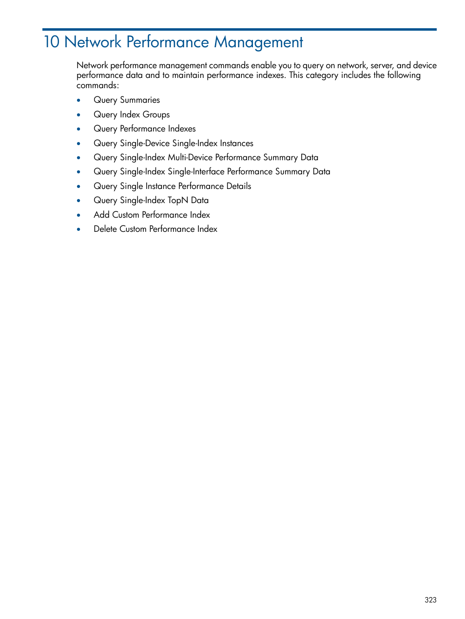 10 network performance management | HP Intelligent Management Center Licenses User Manual | Page 323 / 438