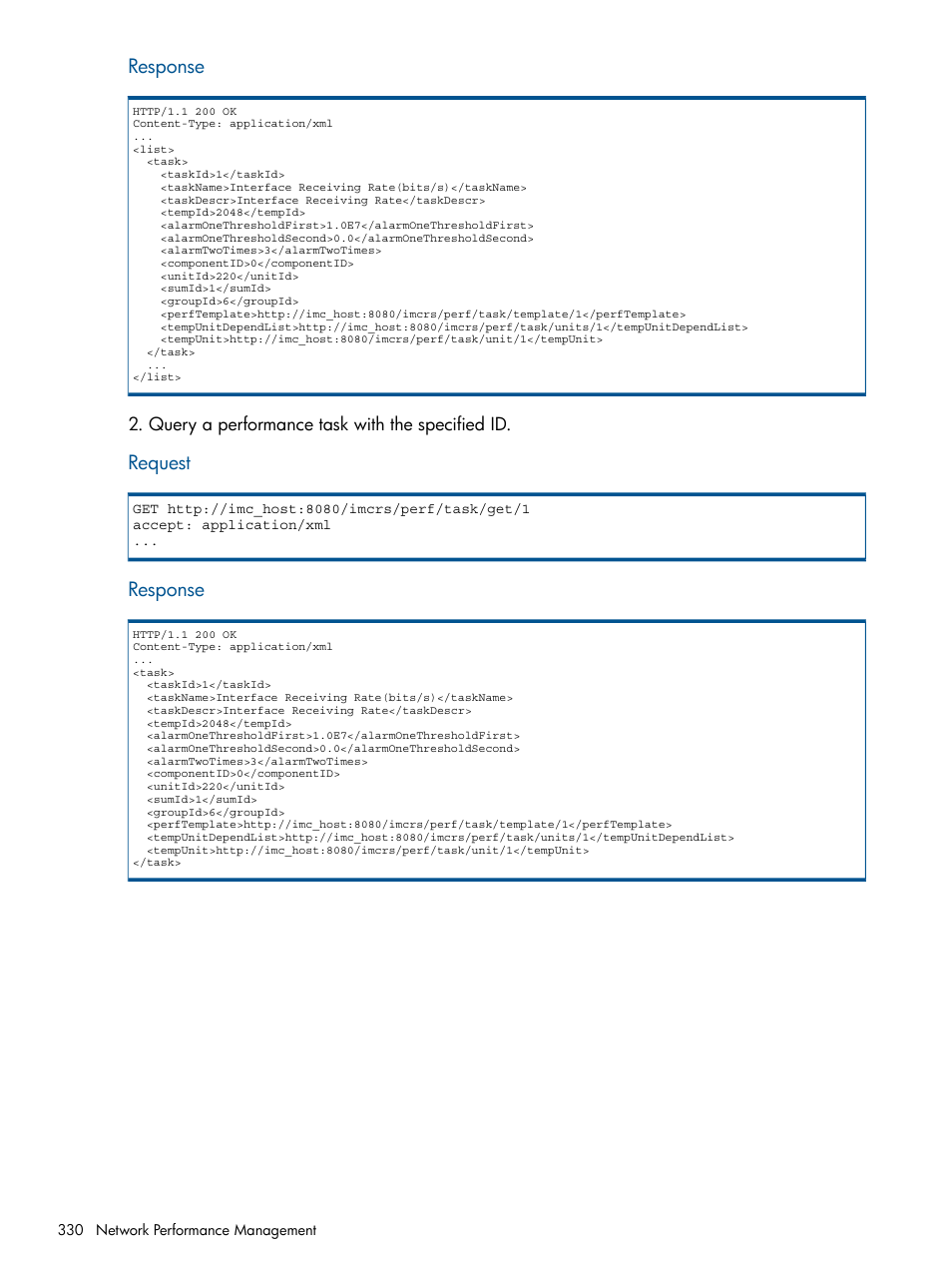 Response, Request | HP Intelligent Management Center Licenses User Manual | Page 330 / 438