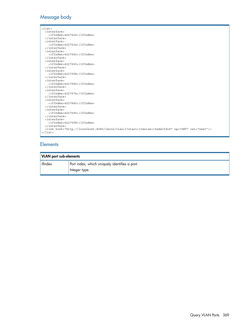 Message body, Elements | HP Intelligent Management Center Licenses User Manual | Page 369 / 438
