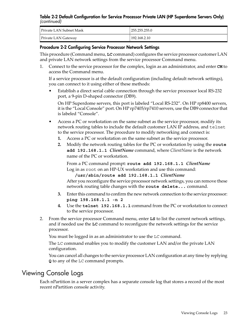 Viewing console logs | HP Integrity rx7620 Server User Manual | Page 23 / 38