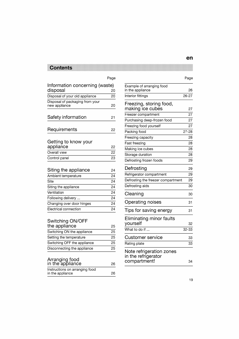 En contents | Bosch KGV36610 User Manual | Page 19 / 141