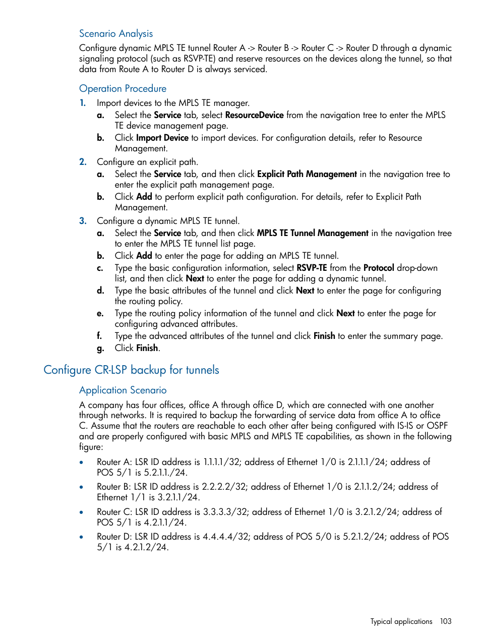 Configure cr-lsp backup for tunnels | HP Intelligent Management Center Licenses User Manual | Page 103 / 140