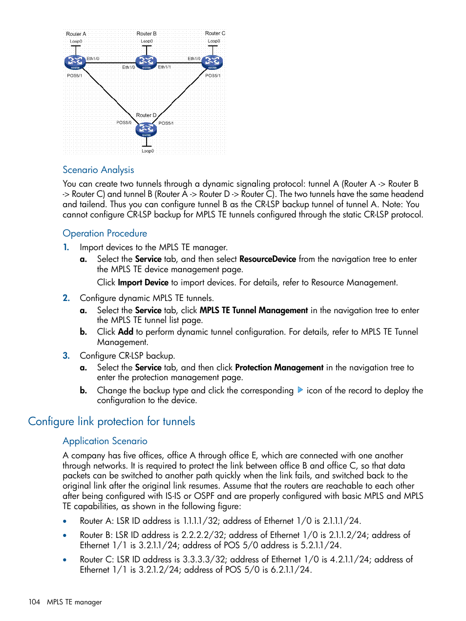 Configure link protection for tunnels | HP Intelligent Management Center Licenses User Manual | Page 104 / 140