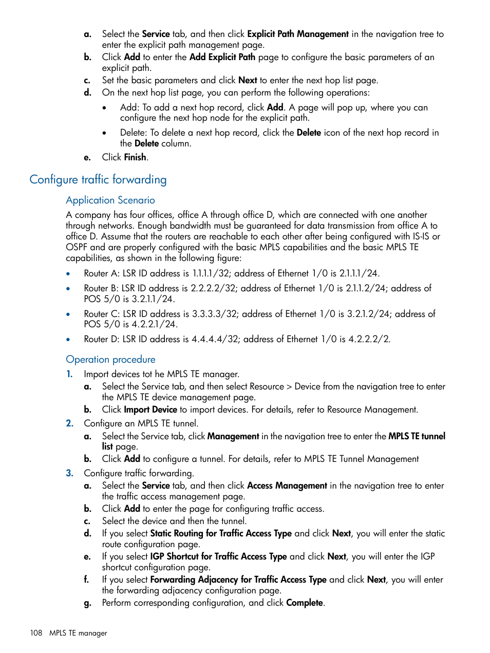 Configure traffic forwarding | HP Intelligent Management Center Licenses User Manual | Page 108 / 140