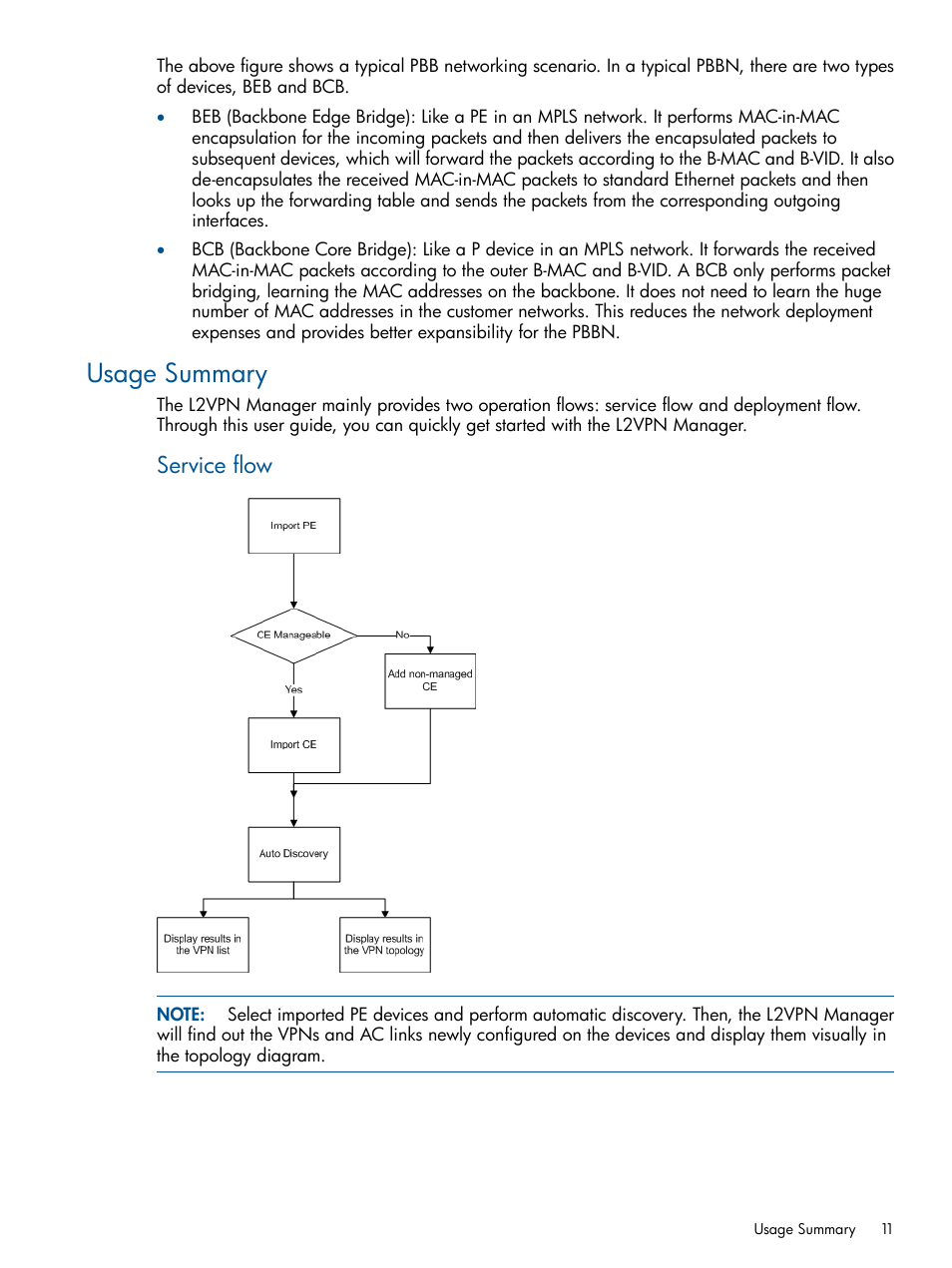 Usage summary, Service flow | HP Intelligent Management Center Licenses User Manual | Page 11 / 140