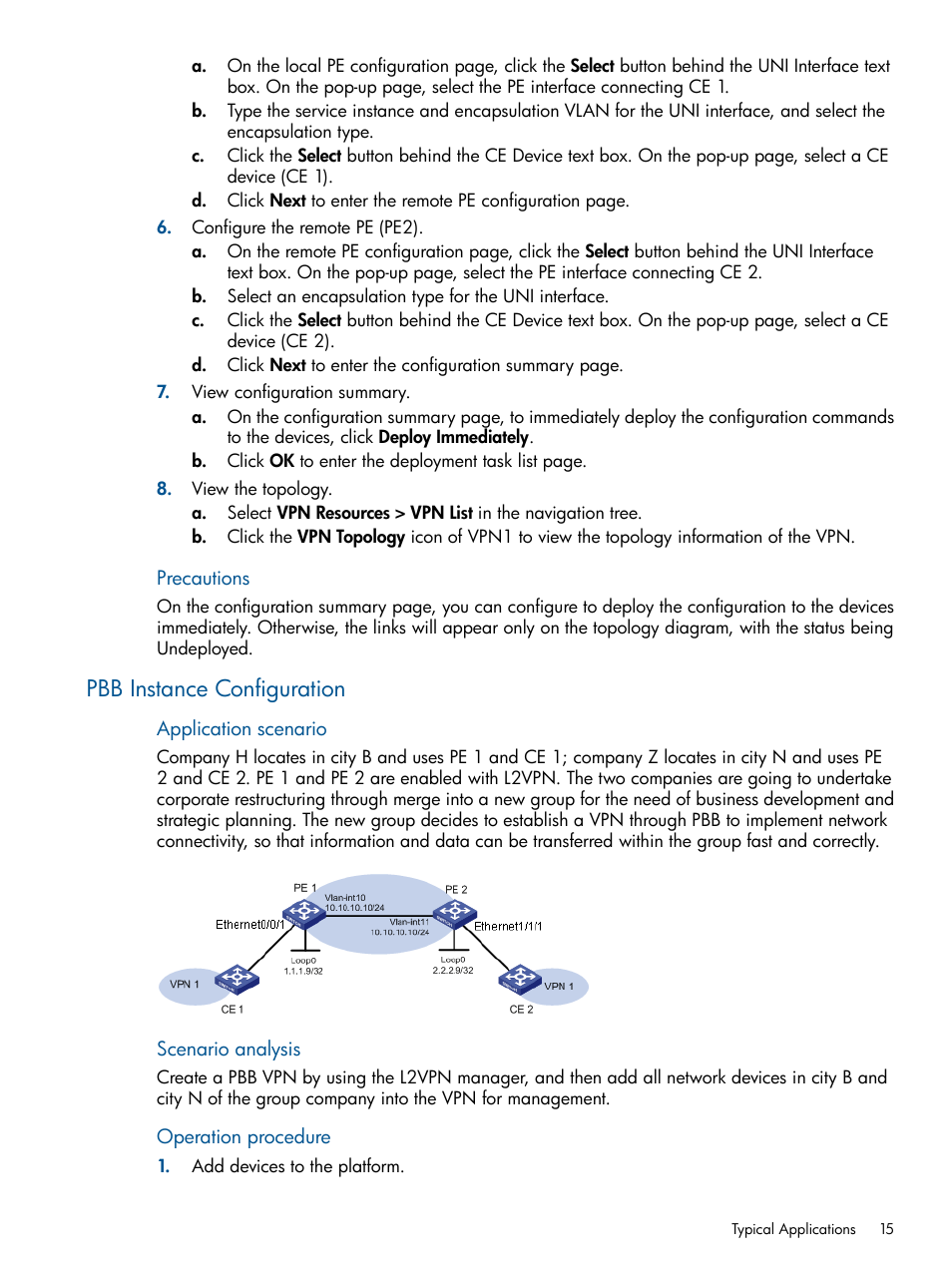 Pbb instance configuration | HP Intelligent Management Center Licenses User Manual | Page 15 / 140