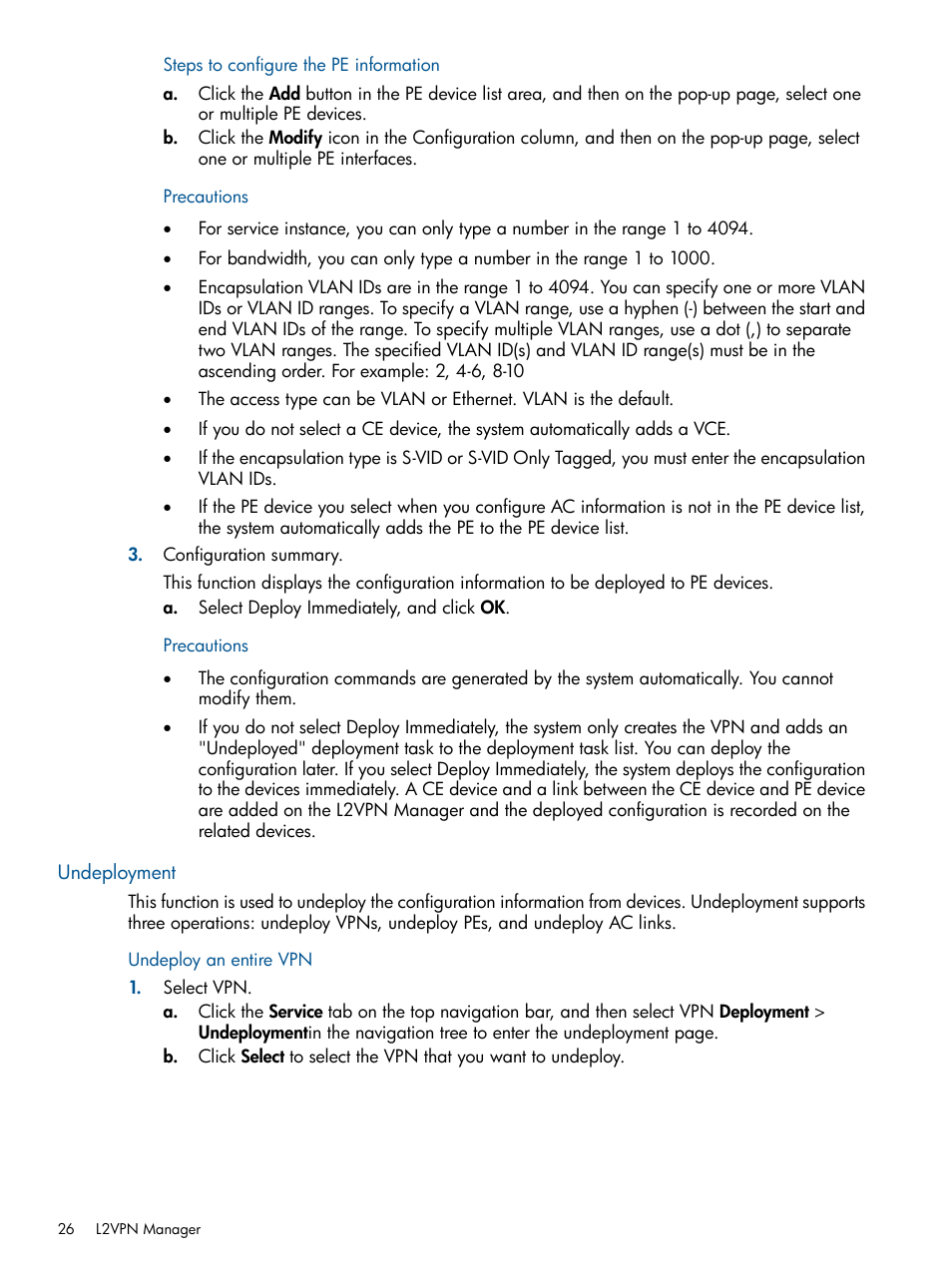 Undeployment | HP Intelligent Management Center Licenses User Manual | Page 26 / 140