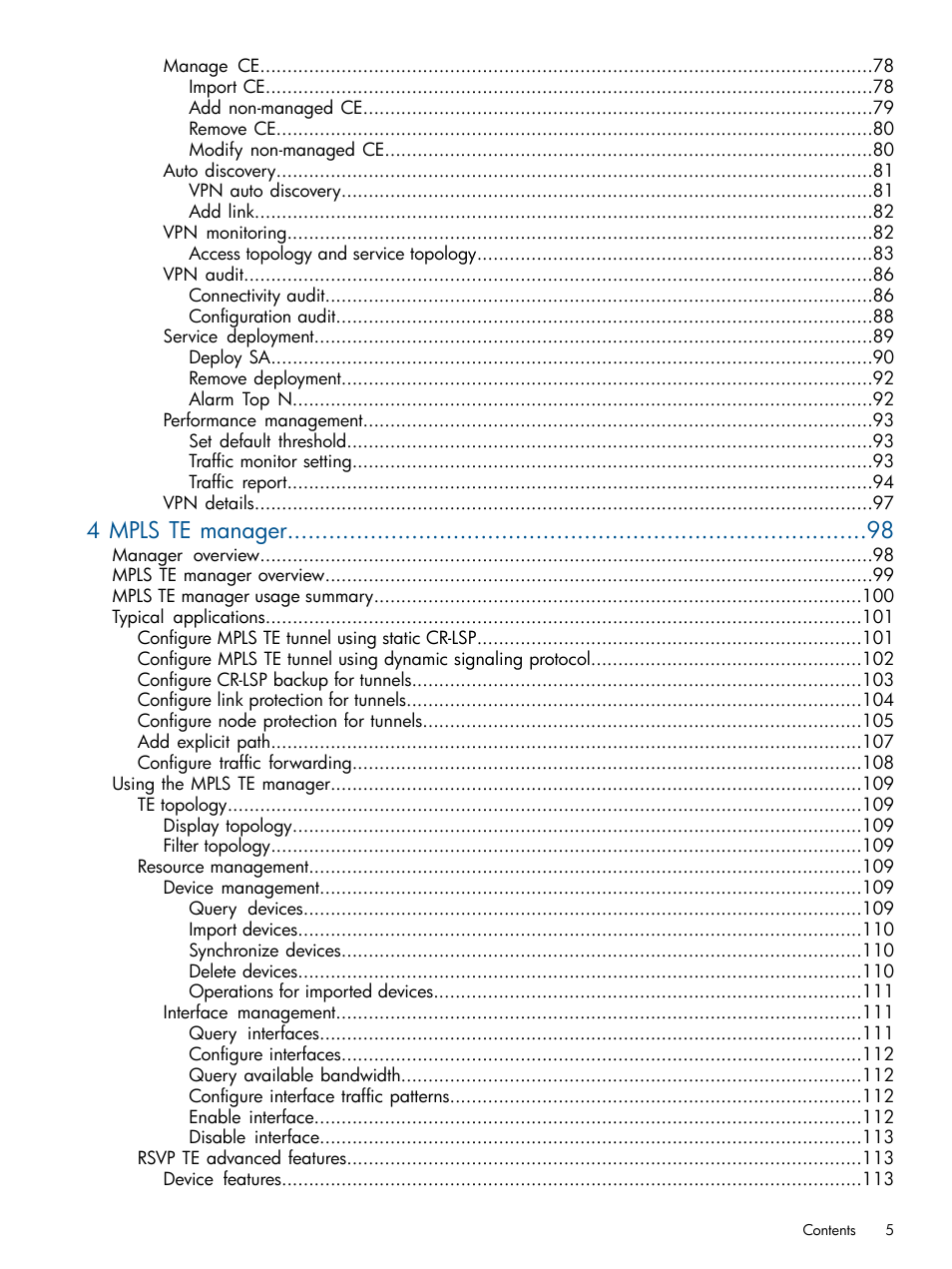 4 mpls te manager | HP Intelligent Management Center Licenses User Manual | Page 5 / 140