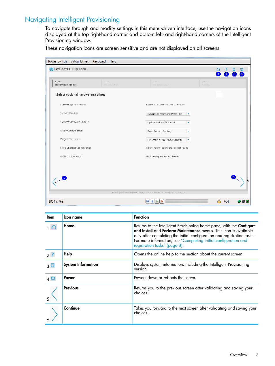 Navigating intelligent provisioning | HP ProLiant DL320e Gen8 Server User Manual | Page 7 / 91