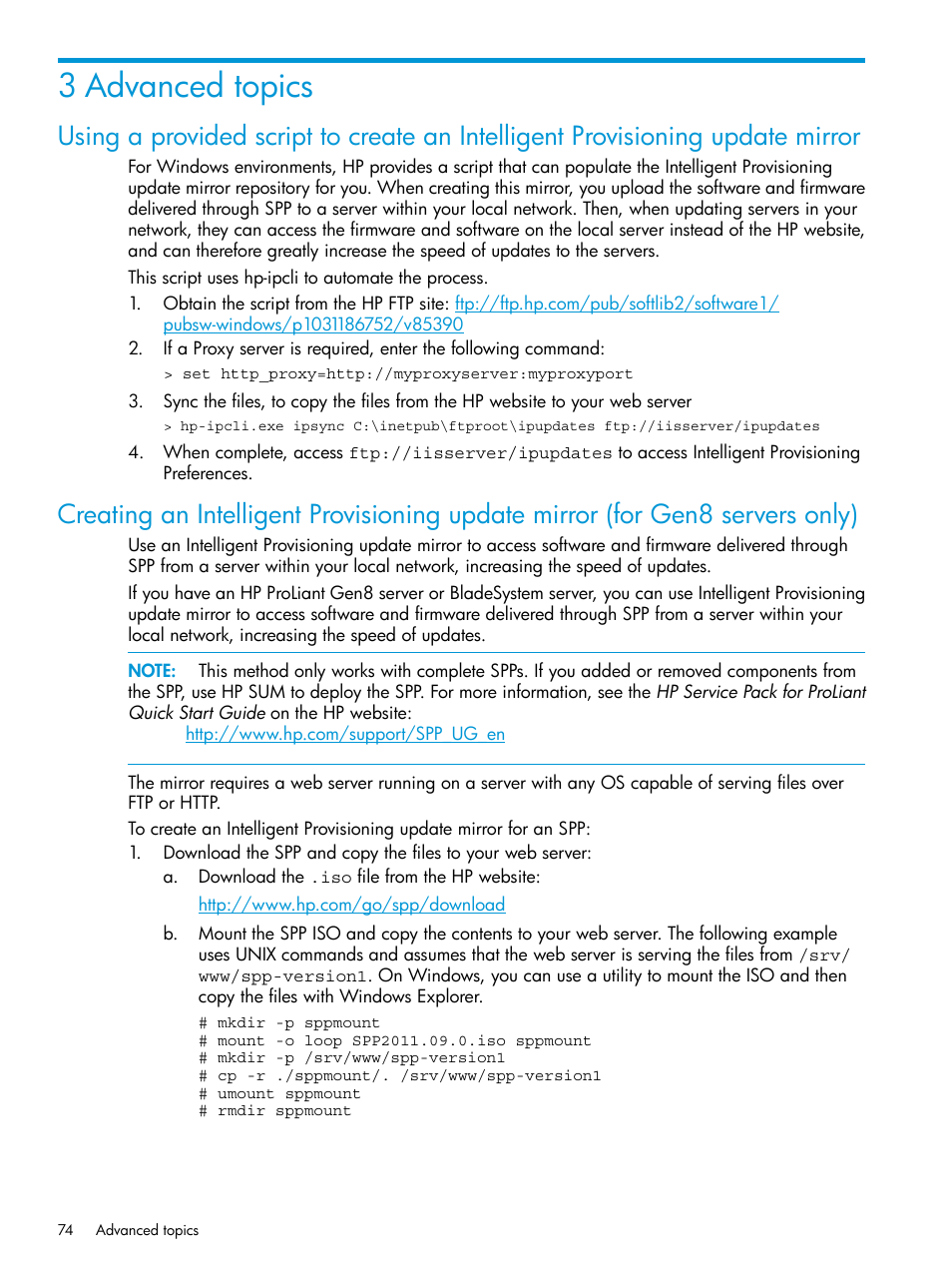 3 advanced topics | HP ProLiant DL320e Gen8 Server User Manual | Page 74 / 91