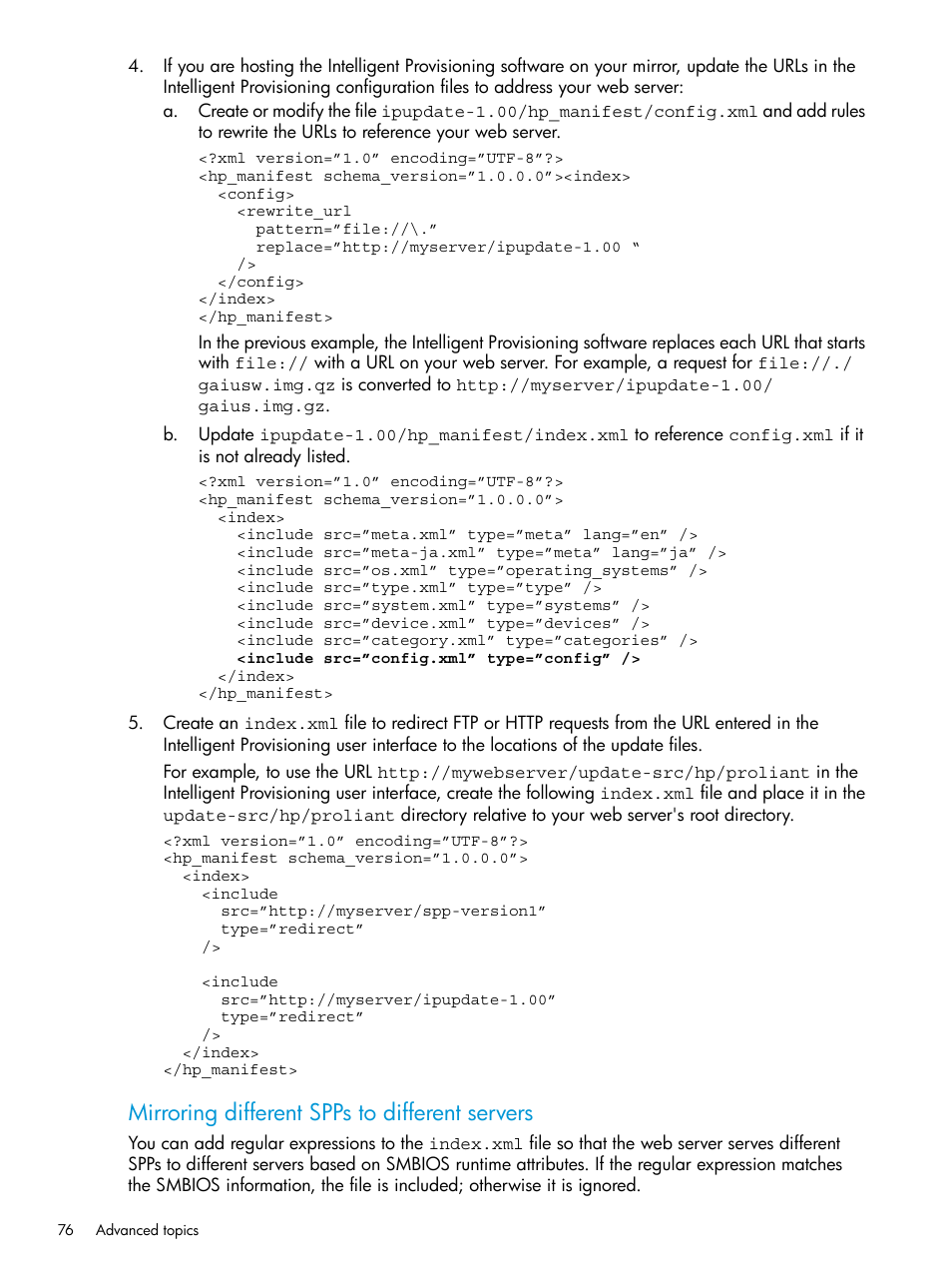 Mirroring different spps to different servers | HP ProLiant DL320e Gen8 Server User Manual | Page 76 / 91