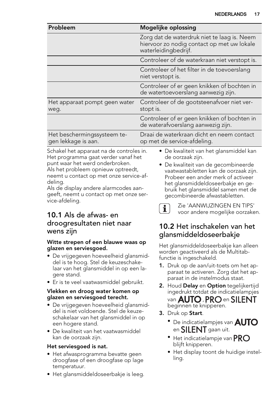 2 het inschakelen van het glansmiddeldoseerbakje | AEG F88082W0P User Manual | Page 17 / 72